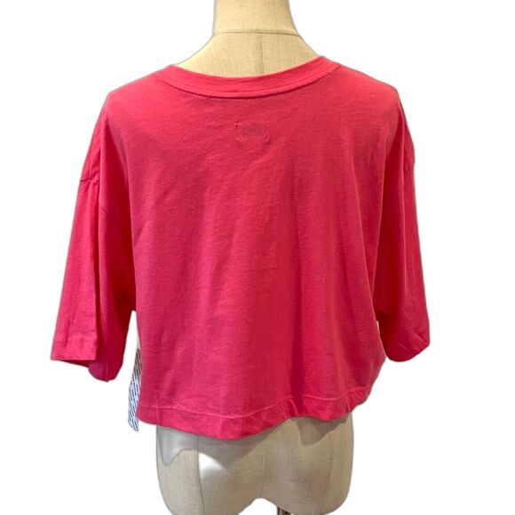 BDG Urban Outfitters Cropped Pink Tee Short Sleeves Large NEW NWT - Picture 2 of 10
